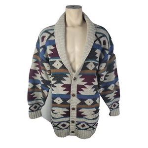 Vintage Eddie Bauer Schalkragen Wollmischung Southwestern Cardigan Pullover Medium Tall - Bild 1 von 6