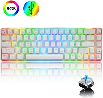MK 68 60% Mechanical Gaming Keyboard Type-C Wired RGB 68 Key for Laptop PC Gamer - Image 1 of 4