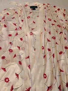 Sinderella White Poly with Pink Flowers Nightgown Robe Set XL - Picture 1 of 16