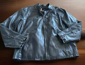 LEVI'S Cafe Racer PVC Faux Leather Brown Bomber Moto Biker jacket Men's SZ XL - Picture 1 of 8