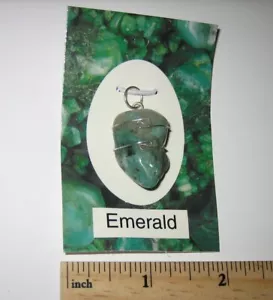 COLGANTE ENVOLVENTE DE ALAMBRE DE PLATA ESTERLINA PIEDRA DE CRISTAL DE BERILO ESMERALDA CAÍDA 0,9" *1 - Imagen 1 de 9