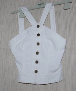 Canotta Jean Atelier bianca denim senza maniche Halter taglia:4 - Foto 1 di 4