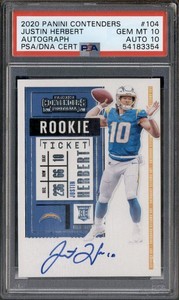 2020 Panini Contenders Rookie Autograph Justin Herbert RC Auto PSA 10