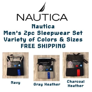 NAUTICA Men's 2pc Sleepwear Set Variety Colors & Sizes Pajama PJ Long Sleeve - Picture 1 of 7