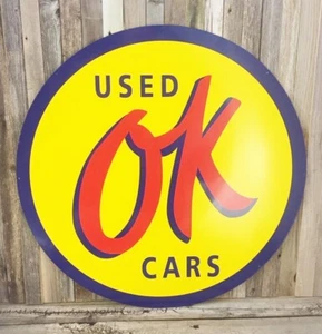 OK Used Cars Chevrolet Chevy Large Round Metal Steel Sign 25.5" Vintage Garage - Picture 1 of 2
