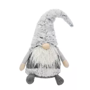 Christmas Decoration Jumbo Gonk 55cm Sitting Grey W Silver Sequins P050019 - Picture 1 of 5
