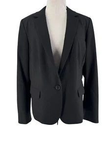 Ann Taylor Women's Black Long Sleeve One Button Blazer Jacker Size 14 - Picture 1 of 5