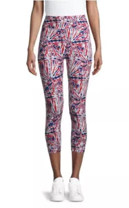 Celebrate Patriotic Women’s Red-White-Blue Tie Dye Capris Leggings Medium (8-10) - Picture 1 of 9