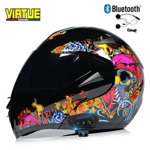 Bluetooth Flip Up Motorcycle Helmet Full Face Dual Visor ATV Moto Helmet DOT - Picture 1 of 70