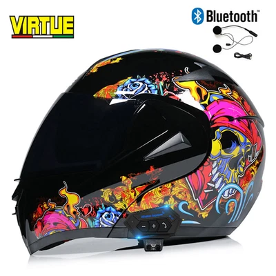 Bluetooth Flip Up Motorcycle Helmet Full Face Dual Visor ATV Moto Helmet DOT - Image 1 of 4