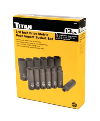 Titan 48400 13-Piece 3/8" Drive Metric Deep Impact Socket Set - Image 1 of 4