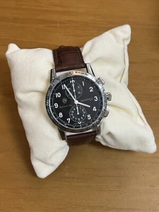 Eberhard Tazio Nuvolari Watch 31038 Silver Case Black Face Box & Papers As Is - Picture 1 of 23