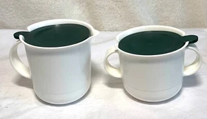 Tupperware Sugar Bowl 2310A-1 Creamer 2309A-4 Lids 2311a-2, 2311a-4 white green - Picture 1 of 3