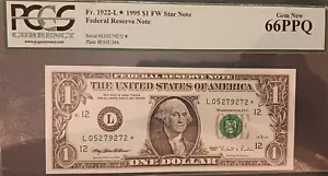Error 1995 STAR NOTE $1 DOLLAR Misaligned Front & Back BILL S. F. PCGS 66 GEM - Picture 1 of 5
