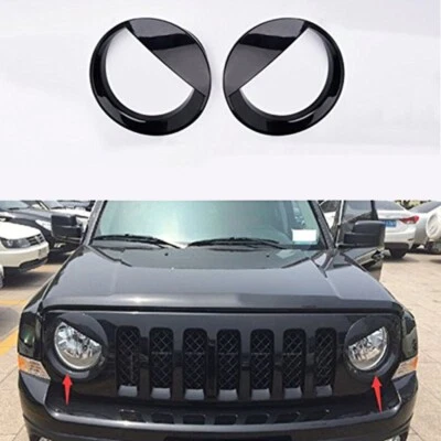 2x Cubierta de borde de faros delanteros estilo ojos enojados para Jeep Patriot 2011-2017 Foto 1 de 4