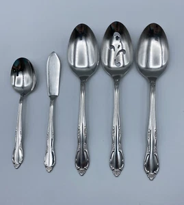 Oneida Stainless Crossed Swords Mansion Park 5 Piece Serving Set Glossy Vintage - Picture 1 of 11