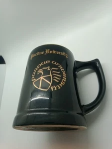 Purdue Boilermakers Beer Stein Tankard Mug Ceramic Black Gold Vintage 5 1/4 Tall - Picture 1 of 8