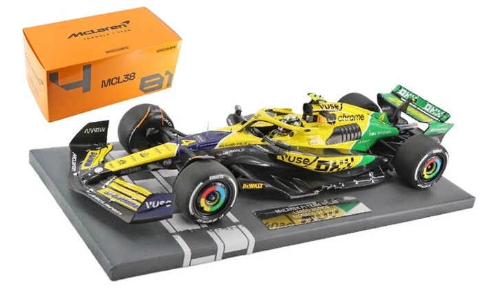 Minichamps McLaren MCL38 'Senna by OKX' Monaco GP 2024 - Lando Norris 1/18 Scale - Image 1 of 4