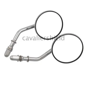 Pair Chrome Rearview Round Mirrors 8mm For Harley Road King Sportster Softail - Picture 1 of 8