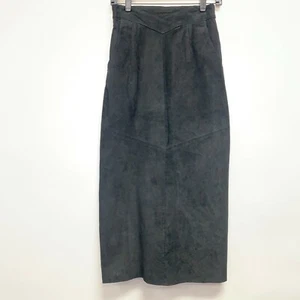 Jacqueline Ferrar Straight Pencil Skirt 6 Black Genuine Leather Suede - Picture 1 of 9