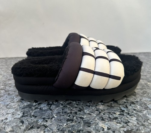 Sandali UGG Maxi Logo Slides Donna Taglia 8 Nero Bianco 120€ 1127067