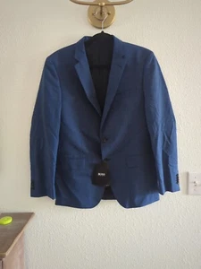Hugo Boss "Huge6/Genius5" Men's Linen Silk Wool Slim Blue Sports Coat 40S - Picture 1 of 9