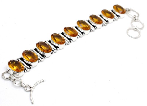 VALENTINO Bracciale gioielli fatti a mano in argento sterling 925 con pietre preziose Hessonite S 7 8"