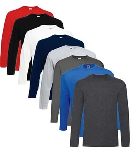 Long Sleeve Cotton GREY RED BLUE BLACK WHITE T-Shirt Tee Shirt S-XXXL + 4XL+ 5XL - Picture 1 of 9