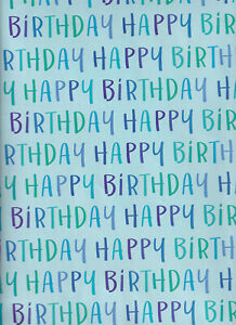 2x For Him Gift Wrapping Paper - Blue Happy Birthday male brother friend dad