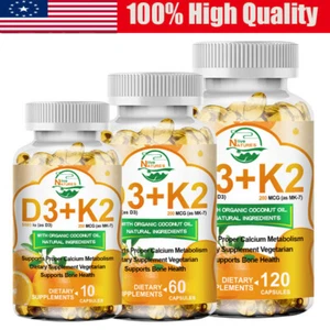 Vitamin K2 (MK7) with D3 5000 IU Supplement, BioPerine Capsules, Immune Health - Picture 1 of 14