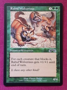 Magic The Gathering EXODUS RABID WOLVERINES green card MTG - Picture 1 of 2