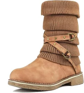 DREAM PAIRS Women's Mid Calf Fashion Winter Snow Boots - Picture 1 of 6