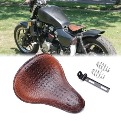 Driver Solo Seat Brown Alligator Large Seat For Honda Magna 750 Bobber Custom - Image 1 of 4