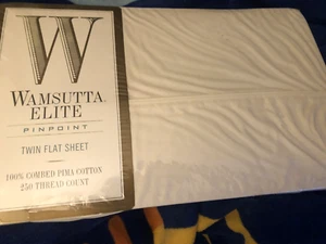 Wamsutta Twin flat sheet 100% pima cotton 250 thread count Solid Ivory New - Picture 1 of 2