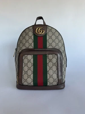 Mochila de día Gucci GG Supreme con monograma de piel de becerro pequeña Ophidia Foto 1 de 4