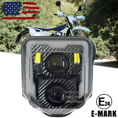 LED Carbon Fiber Headlight For Husqvarna FE 501 450 350 TE 250I 701 Supermotor - Image 1 of 4