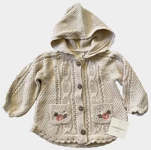 Knit Sweater Hoodie Cardigan Floral Cynthia Rowley NWT 12 mos - Picture 1 of 6