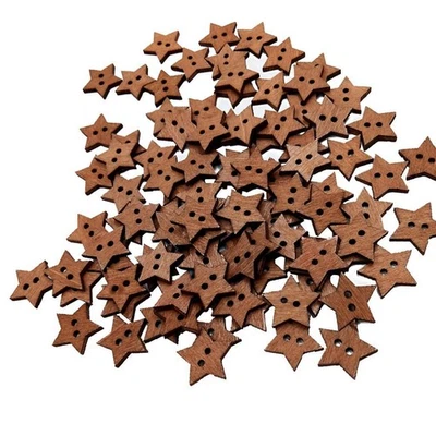 100Pieces Wooden Star Shape 2 Holes Buttons for Sewing and - Image 1 of 3