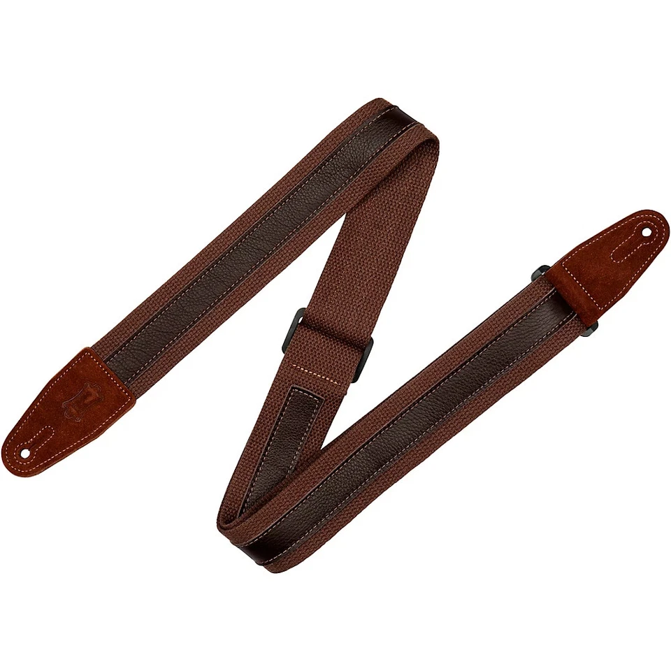 Levy's MC2CG-BRN-DBR Combo Series 2" Cotton Strap w/ 1" Dark Brown Leather Strip