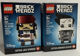 LEGO BrickHeadz Brick Headz 41593 Jack Sparrow 41594 Captain Salazar Lot Sealed