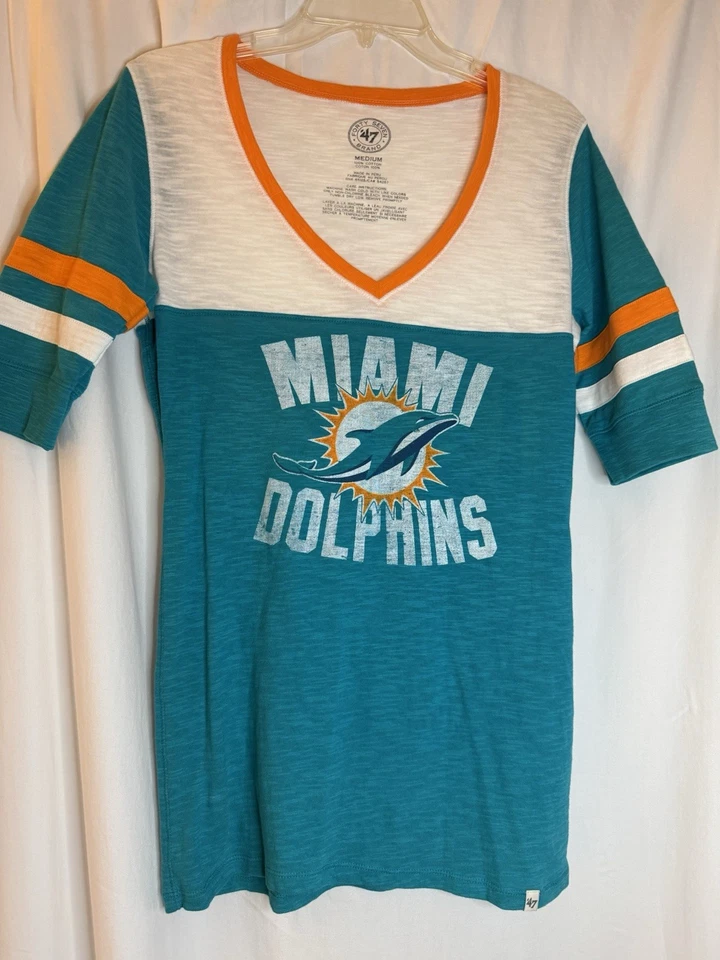 47 Brand Miami Dolphins Damas Camiseta Pullover Mediana, 100% Algodón  Foto 1 de 4