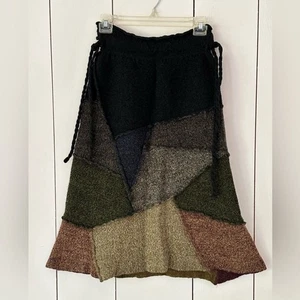 Artsy Butapana Patchwork Wollrock Einheitsgröße erdige Töne Neu mit Etikett Mori Kei Koboldkern - Bild 1 von 8