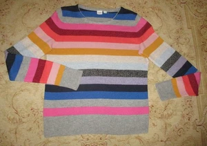 Gap Bright Stripe Wool Mix Fine Knit Long/S Jumper S - Picture 1 of 4