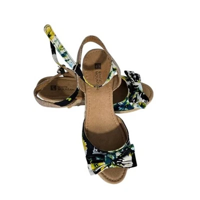 Sandalias florales White Mountain para mujer - puntera abierta negra y amarilla talla 6,5 Foto 1 de 4