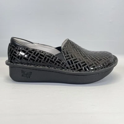 Zuecos Alegria Debra para mujer talla 37 charol negro zapatos de enfermería sin cordones Foto 1 de 4