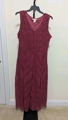 Maxi Vestido Indigo Thread Co Para Mujer Plus Malva Crochet Encaje Sin Mangas Talla 2X Foto 1 de 4