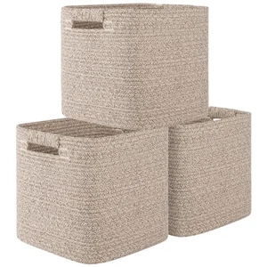 Storage Cubes 11 Inch Storage Bins-3-Pack, Cotton Rope Woven Baskets for Orga... - Picture 1 of 8