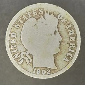 1902 O Barber Dime Heavily Circulated Well-Worn Detail - Picture 1 of 4