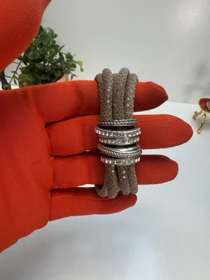 Brighton NEPTUNE'S RINGS Sparkle Camel Leather Magnetic Bracelet & Rhinestones - Image 1 of 4