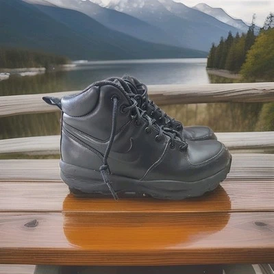 Мужские кожаные ботинки Nike Manoa размер 9 прочные уличная городская уличная одежда тройные черные - Изображение 1 из 4